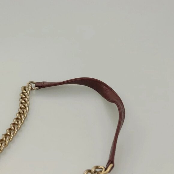 CHANEL Matelasse Chain Shoulder Bag Grained Calf Skin Red CC Auth - Picture 10 of 16